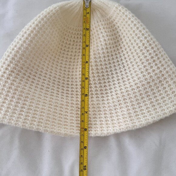 Anthropologie Cream Wool Blend Knit Crochet Winter Beanie Bell Bucket Hat - OS - Picture 10 of 10